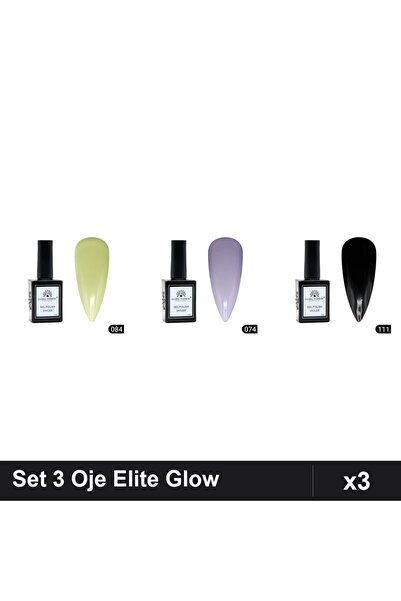 Makeup Set 3 Oje Semipermanente Global Fashion Elite Glow 15ml, Nuante 084 07...