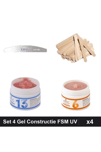 Makeup Set 4 Constructie Unghii FSM Gel UV LED 15g, Pila Emma, Spatula Ceara,...