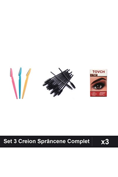 Makeup Set of 3 Eyebrow Pencils + 10 Styling Brushes + Dye Shade 5.7, Complet...
