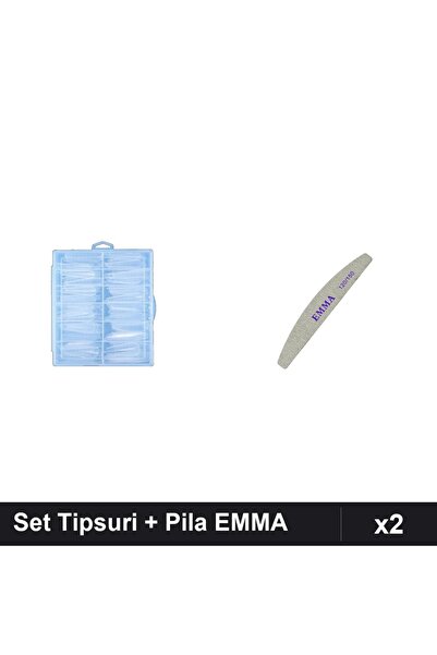 Makeup Set 2 Ingrijire Unghii EMMA, 120 Tipsuri Reutilizabile + Pila Granulat...