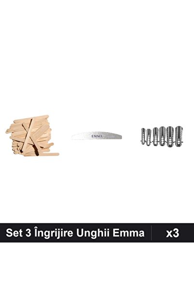 Makeup Set 3 Îngrijire Unghii Emma, Spatule Lemn 10buc Pila 120/150 Tipsuri 1...