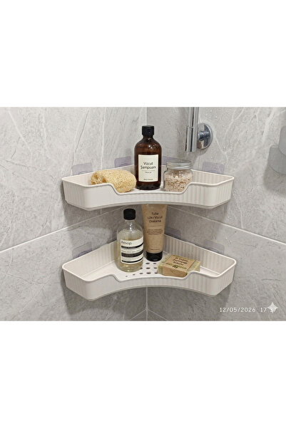 ASEL PLAST Yapışkanlı 2 li Banyo Köşe Rafı