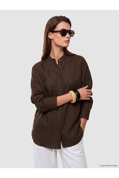 LC Waikiki Lcw Modest Hakim Collar Oversize Women's Shirt Tunic