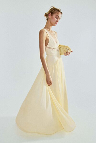 H&M Lace-inset chiffon dress