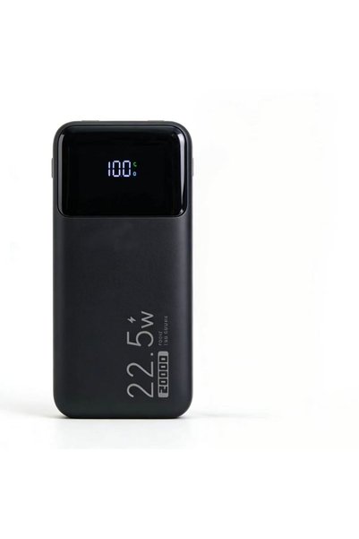 EYAD Black portable power bank, 22.5W fast charging output, 20000mAh capacity.supports fast charging, built-in 4-in-1 charging cable, a must-have for commuting, compatible with various devices,