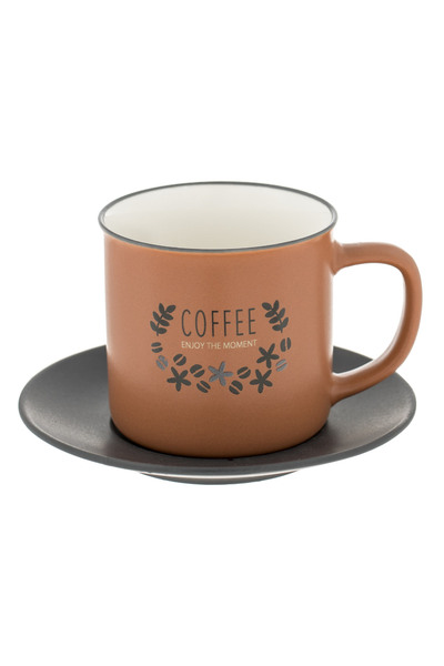 OEM New Bone Matte Caramel Cup and Saucer Set Model Coffee 280ml