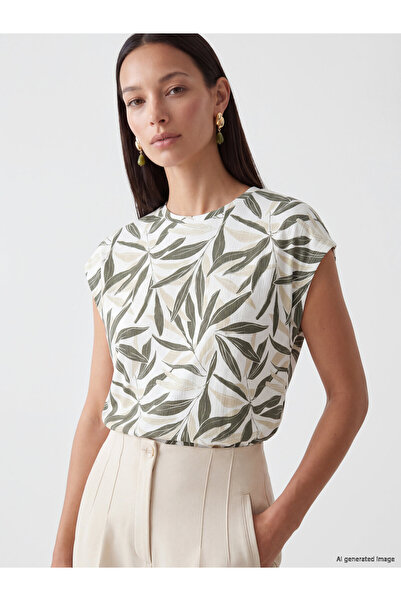LC Waikiki Crew Neck Leaf Patterned Blouse