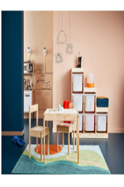 IKEA LÄTT çocuk masa seti, beyaz-çam, 3 parça