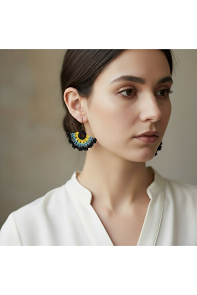 Pafuli Hand Knitted Ethnic Earrings Orange