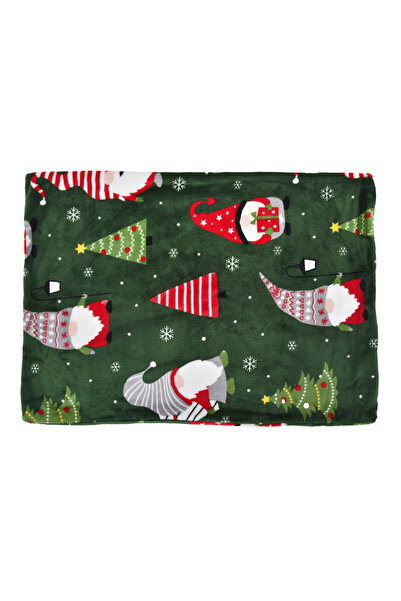 Zumzeria Christmas Decorative Velvet Pillowcase Green with Gnome Figures 70x50cm