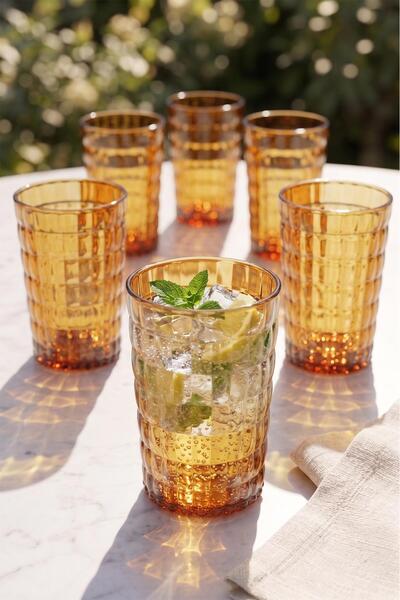 EWs Acrylic Allegra Bal 6-Piece Short Glass & Water Soft Drink Coffee Cup 400...