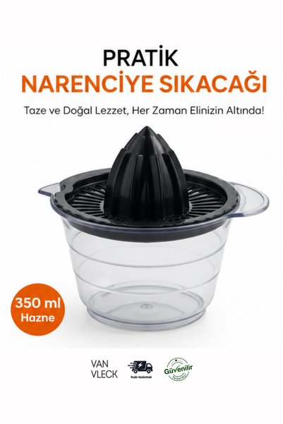 VAN VLECK 350 ML Hazneli Narenciye Sıkacağı – Pratik Limon, Portakal ve Mandalina Meyve Suyu Sıkacağı
