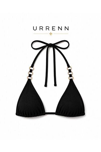 Urrenn Triangle Bikini Top — Halter Neck Quick Dry Single Top Bikini with Rin...