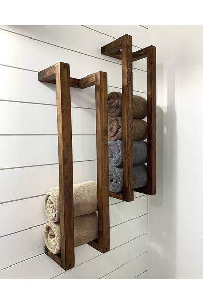 Genel Markalar Doğal Masif Ham Ahşap Havluluk – Dekoratif Banyo Rafı - Banyo ...