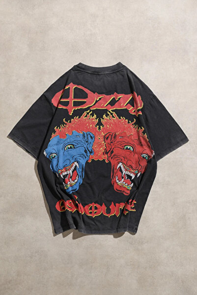 Overdrive Ozzy Osbourne tetovaže, crna, kiselinom oprana, velika unisex majic...