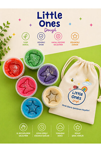 Little Ones Dough Doğal Oyun Hamuru - 6'lı Simli Doğal Renkli Oyun Hamuru Set...