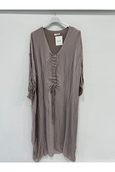 della moor Italian Powder Collar Gathered Folded Long Sleeve Lined Long Silk ...