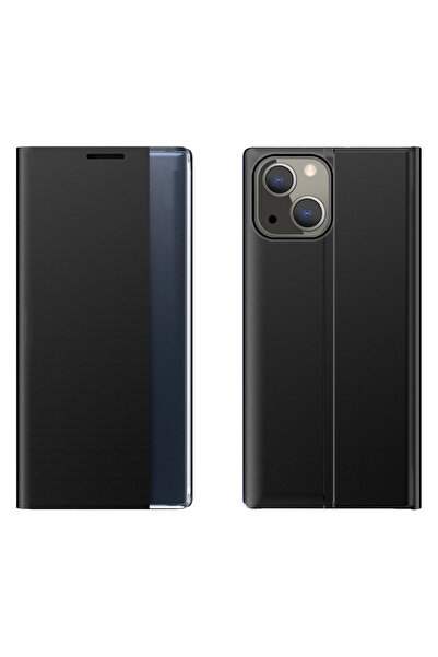 Hurtel Husă tip carte cu fereastră inteligentă pentru iPhone 13 Mini, Negru