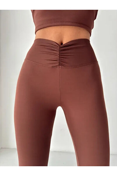 Nordmende Women's Belted Gathered High Waist Shaping Leggings
