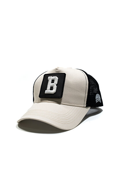 all hats Pălărie cu detaliu patch cu litere, din plasă, bej și neagră |   Păl...