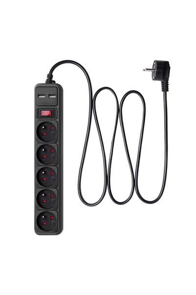 Akyga Surge Protector AK-SP-05U 5 Sockets + 2x USB-A 1.8 m