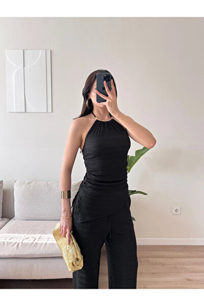 Zoom Butik Yaka Aksesuar İkili Takım - SİYAH