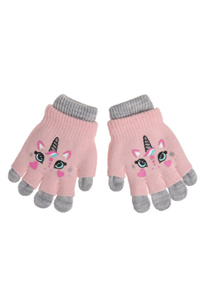 Zumzeria Gray and Pink Double Gloves with Unicorn & Glitter Design for Kids 6...