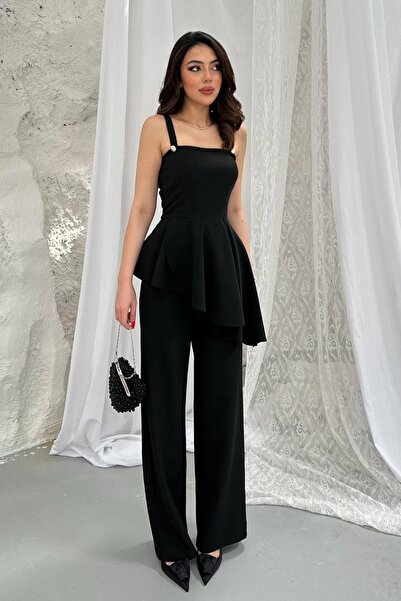 Caddebostan Moda Women's Flounce Blouse and Pants Stylish Two-Piece Set