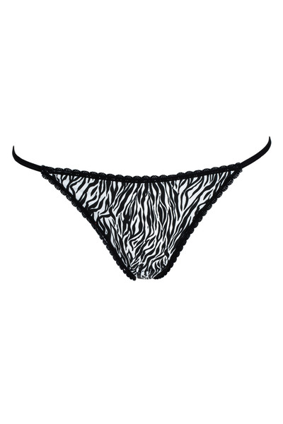 Zumzeria Zebra Satin String Panties with Lace - One Size