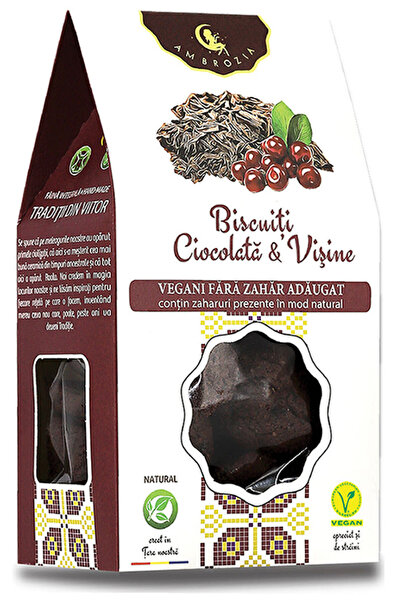 Ambrozia Biscuiți Ciocolată & Vișine - 130g -
