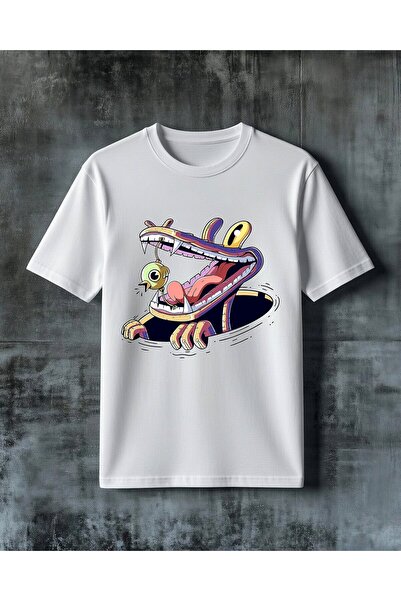 COMVİCHO Monster Mouth Printed Oversize T-Shirt