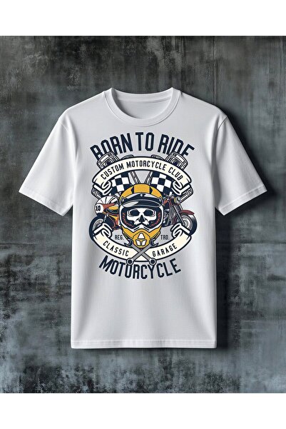 COMVİCHO Born to Ride Motorcycle Club Printed Oversize T-Shirt