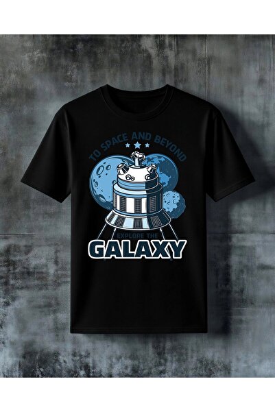 COMVİCHO تي شيرت مطبوع عليه سفينة فضائية من نوع galaxy kesfet مقاس كبير
