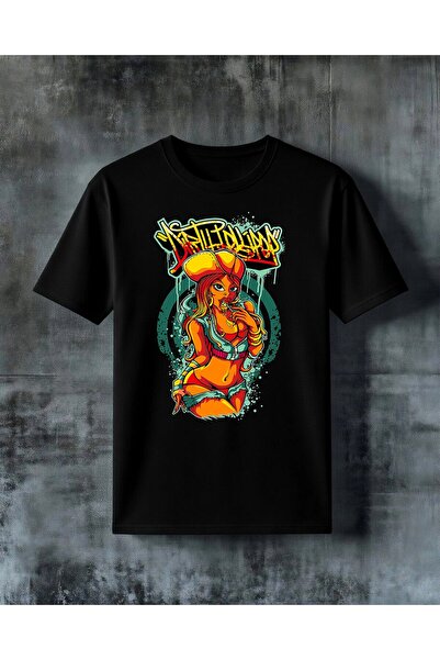 COMVİCHO Graffiti Kiz Pizza Printed Oversize T-Shirt