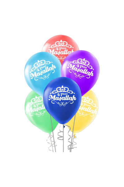 Party Country 41 Kere Maşallah Printed Mixed 12" Pastel Balloons 100Pcs -Sünnet-