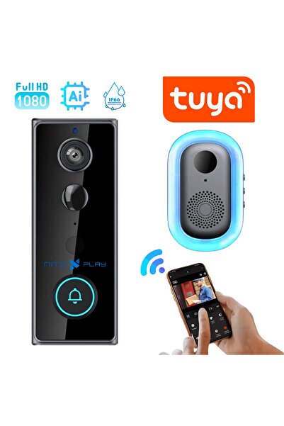 NITOPLAY Smart Nitoplay® S1 Video Doorbell, Wireless, Night Vision, WiFi, Bid...