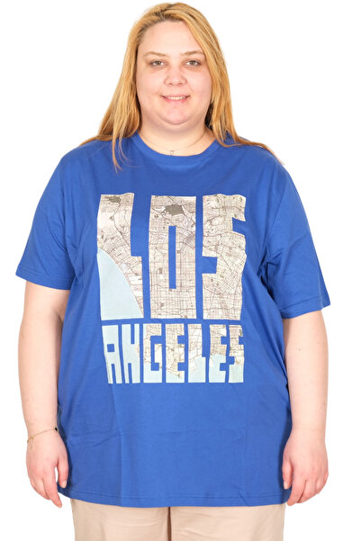 ModeXL Tricou pentru femei Mode XL True Big Size cu guler Bıs Los Angeles U26...