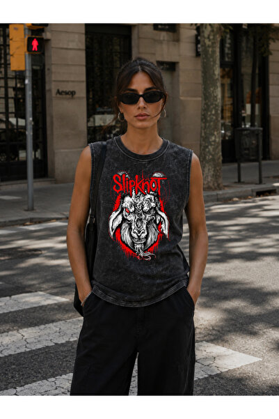 FREAK T-SHIRT Slipknot Mask Vintage Oversize Sıfır Kol Metal Tişört