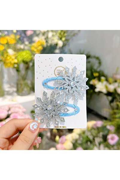 Rapunzel Accessories 2 li Parlak Gümüş Kar Tanesi Desenli Prenses Toka Seti -...