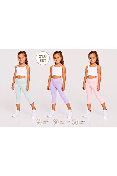 tatlıcottonkids Памучни цветни чорапогащници за момичета, комплект от 3 броя