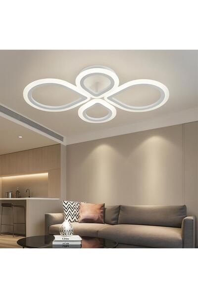 Elektroyou MS54005-4 Modern 3 Renk Plafonyer Beyaz Lüks 4'LÜ Ledli Avize