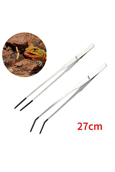Choice1 2pcs-27cm 2Pcs Stainless Steel Tweezers Set Straight & Curved Bent Ti...
