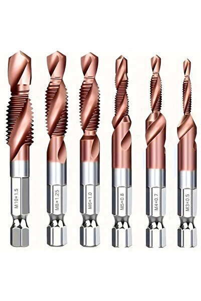 Choice 1.0 Other 6-Piece High-Speed Steel HSS Cobalt Plating Drill Tap Counte...