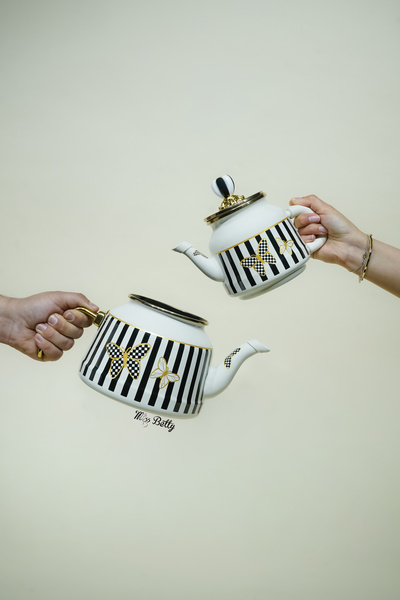 Miss Betty Papillon Enamel Teapot Decorative Vintage Teapot Set