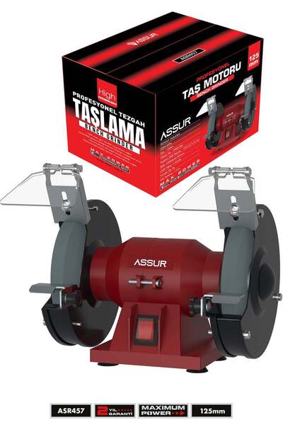 ASSUR 125mm Zımpara Balta Bıçak Bileme Makinesi Taş Motoru Tezgah Üstü Taşlam...