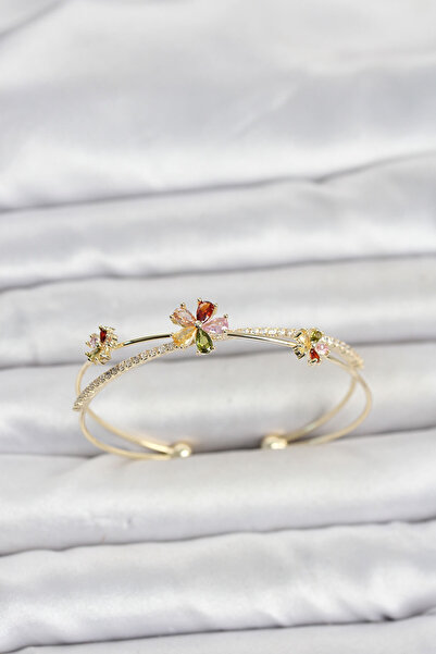 Clariss Steel Gold Color Colorful Flower Model Women's Bracelet