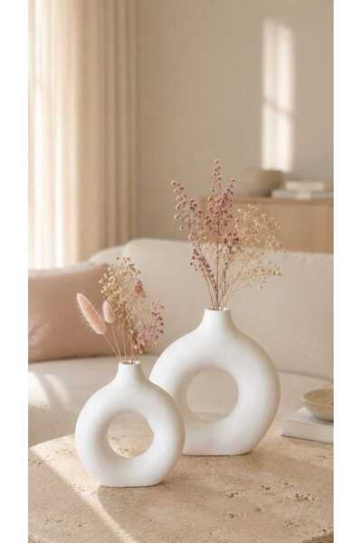 DNZ DEKOR Bohem Halka Vazo Set (BÜYÜK 17X18CM, KÜÇÜK 14X15CM)