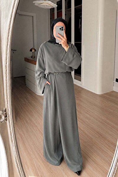 Ka Hijab Χαλαρό Σετ με Διπλό Παντελόνι - Χακί