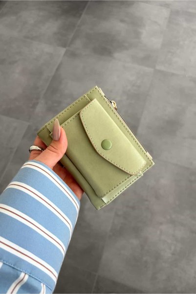 Yuka Atelier Sirius Su Yeşili Minimal Çıtçıt Detaylı Orta Boy Cüzdan