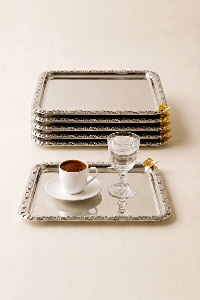 Kitchen Life 6-Piece Butterfly Square Stainless Steel Silver Decorative Prese...